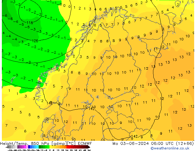 Z500/Rain (+SLP)/Z850 ECMWF пн 03.06.2024 06 UTC