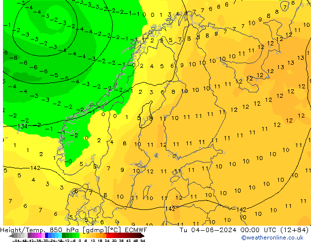 Z500/Regen(+SLP)/Z850 ECMWF di 04.06.2024 00 UTC