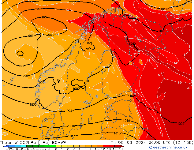 Theta-W 850hPa ECMWF Do 06.06.2024 06 UTC