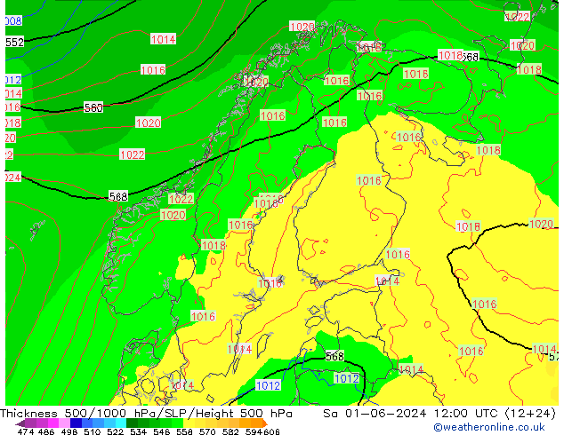 Thck 500-1000гПа ECMWF сб 01.06.2024 12 UTC