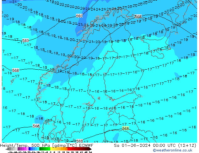 Z500/Rain (+SLP)/Z850 ECMWF So 01.06.2024 00 UTC