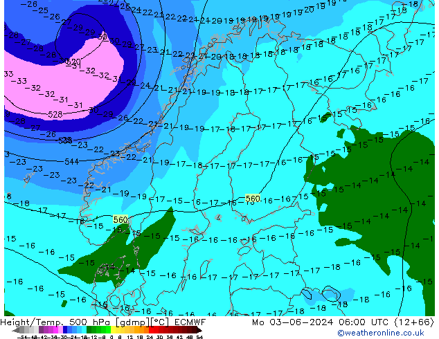 Z500/Rain (+SLP)/Z850 ECMWF пн 03.06.2024 06 UTC