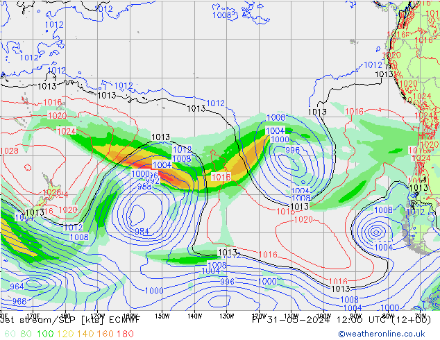 Straalstroom/SLP ECMWF vr 31.05.2024 12 UTC