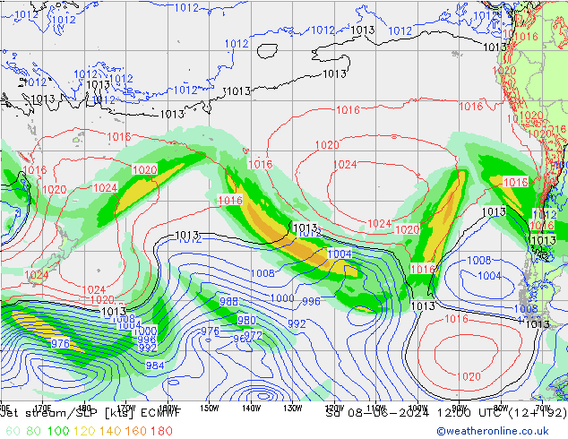 Straalstroom/SLP ECMWF za 08.06.2024 12 UTC