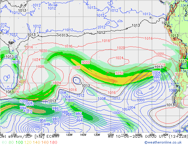 Corrente a getto ECMWF lun 10.06.2024 00 UTC