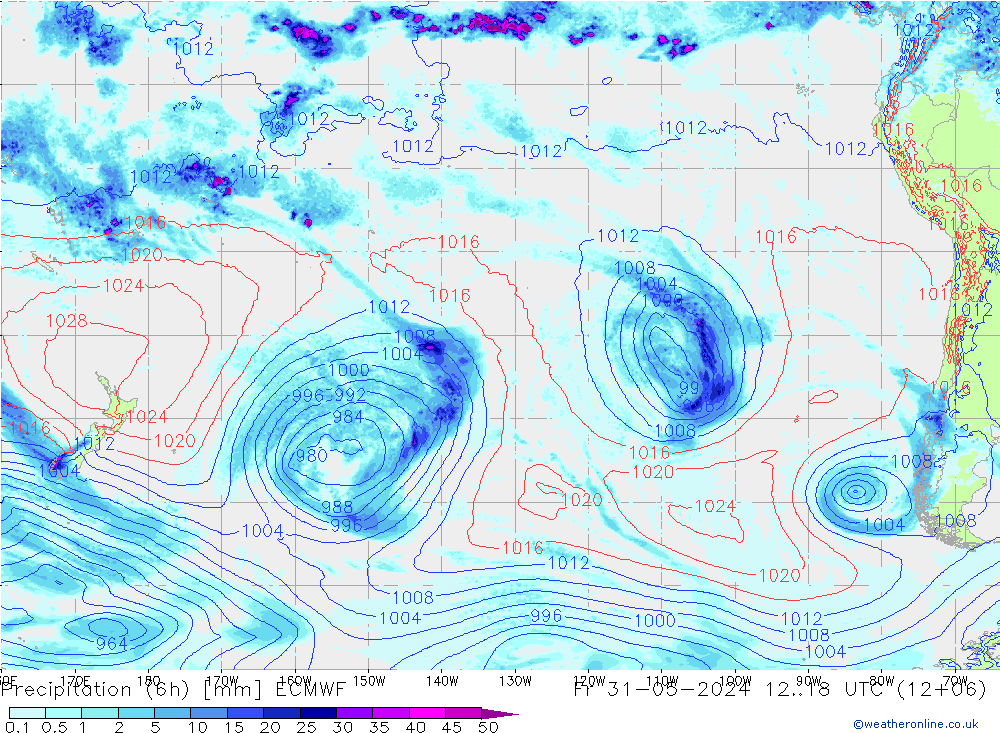 Z500/Rain (+SLP)/Z850 ECMWF Fr 31.05.2024 18 UTC