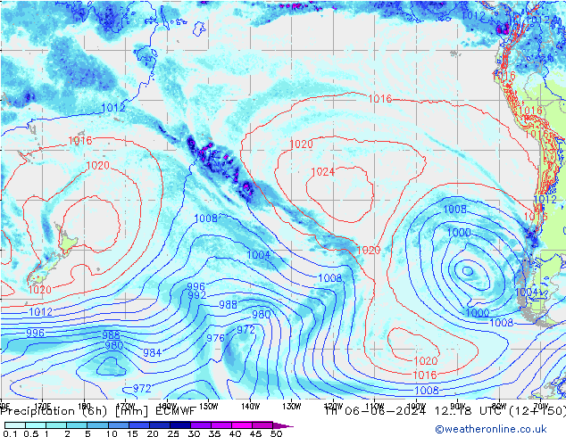 Z500/Rain (+SLP)/Z850 ECMWF czw. 06.06.2024 18 UTC