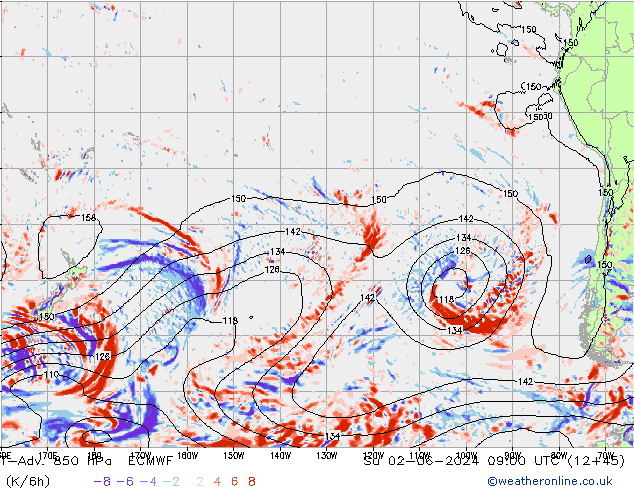 T-Adv. 850 hPa ECMWF Dom 02.06.2024 09 UTC