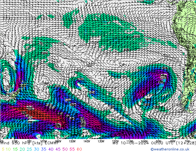 Vent 950 hPa ECMWF lun 10.06.2024 00 UTC