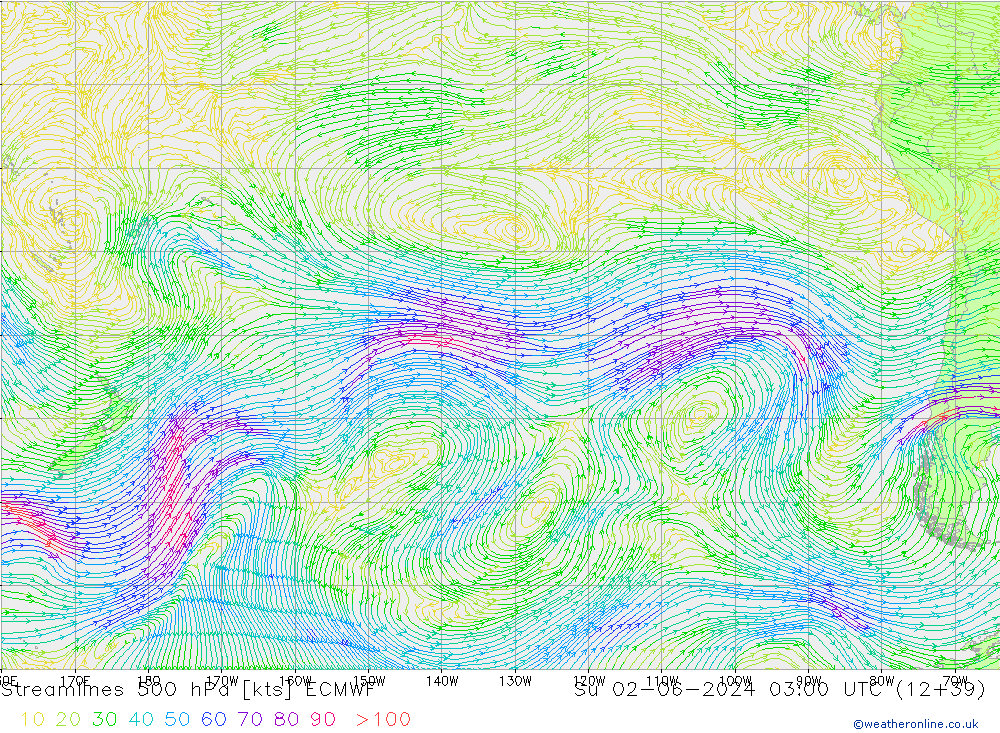 Ligne de courant 500 hPa ECMWF dim 02.06.2024 03 UTC
