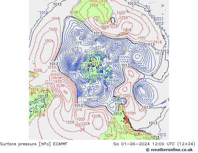 Surface pressure ECMWF Sa 01.06.2024 12 UTC