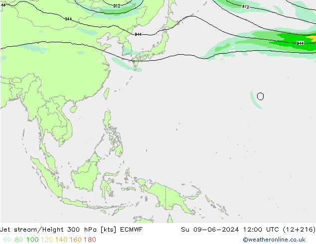 Jet stream/Height 300 hPa ECMWF Su 09.06.2024 12 UTC