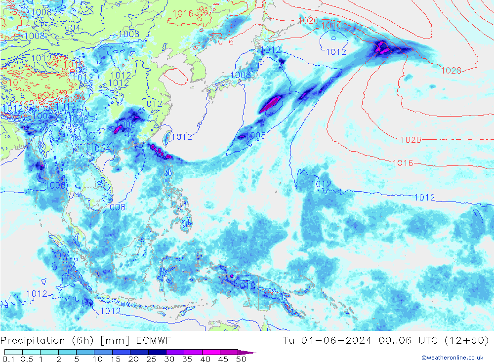 Precipitação (6h) ECMWF Ter 04.06.2024 06 UTC