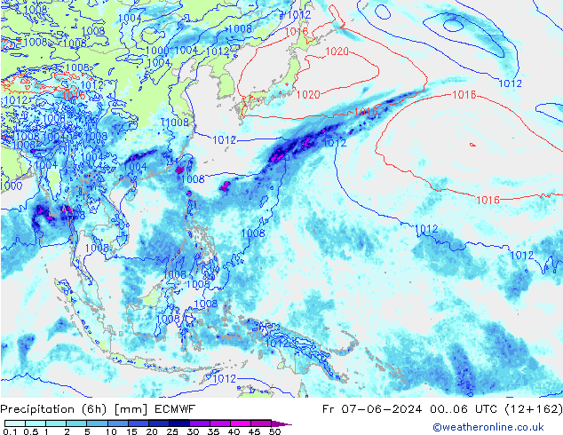 Z500/Rain (+SLP)/Z850 ECMWF Pá 07.06.2024 06 UTC