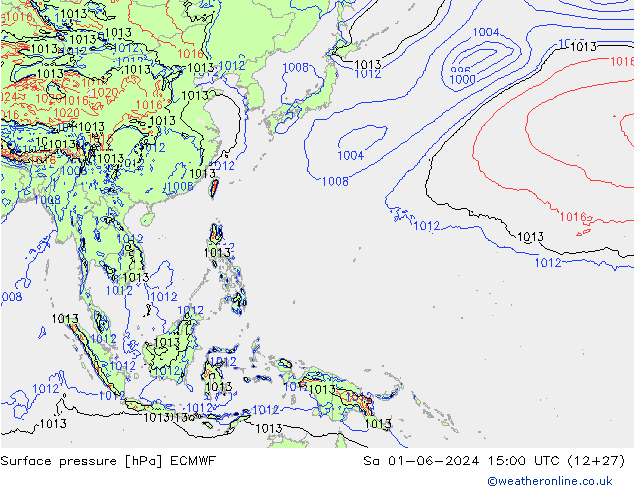 Atmosférický tlak ECMWF So 01.06.2024 15 UTC