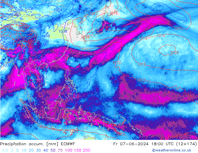 Precipitation accum. ECMWF ven 07.06.2024 18 UTC