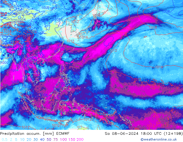 Nied. akkumuliert ECMWF Sa 08.06.2024 18 UTC