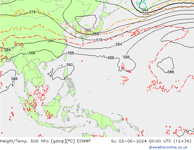 Height/Temp. 500 hPa ECMWF  02.06.2024 00 UTC