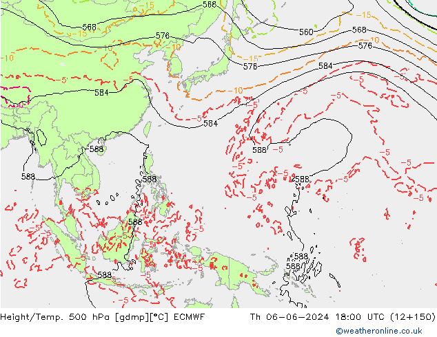 Z500/Rain (+SLP)/Z850 ECMWF чт 06.06.2024 18 UTC