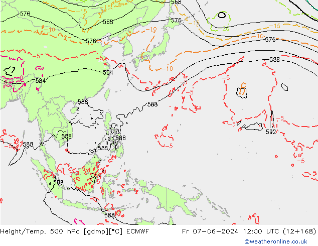 Height/Temp. 500 hPa ECMWF Pá 07.06.2024 12 UTC