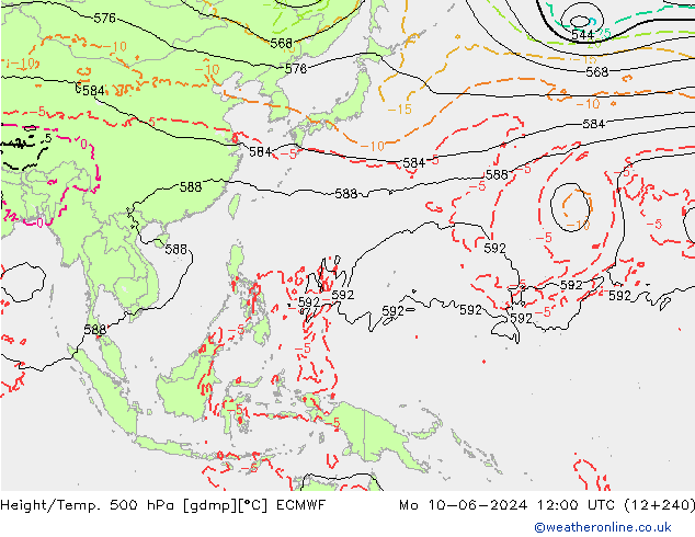 Z500/Rain (+SLP)/Z850 ECMWF Po 10.06.2024 12 UTC