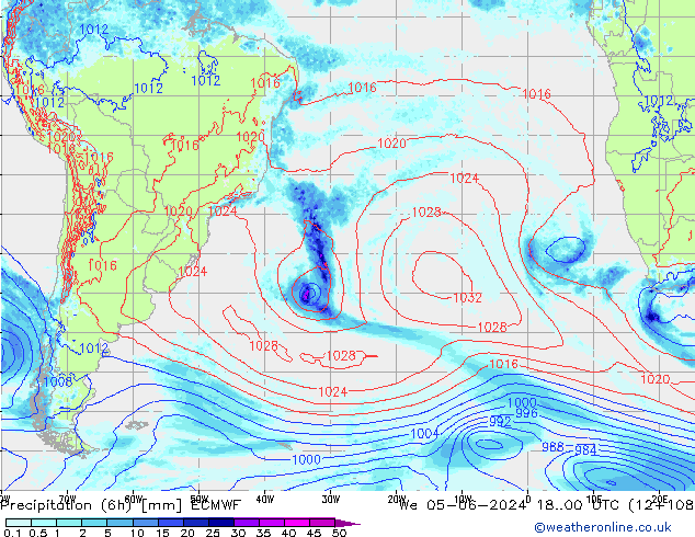 Z500/Rain (+SLP)/Z850 ECMWF We 05.06.2024 00 UTC