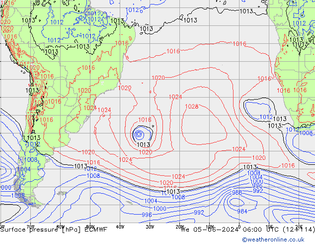 pression de l'air ECMWF mer 05.06.2024 06 UTC