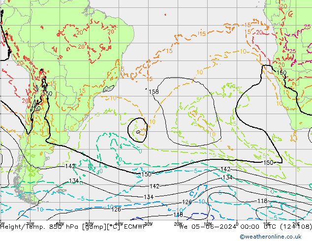 Z500/Rain (+SLP)/Z850 ECMWF We 05.06.2024 00 UTC