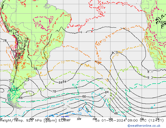 Height/Temp. 925 hPa ECMWF  01.06.2024 09 UTC