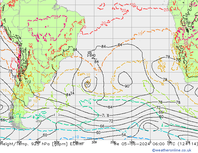 Height/Temp. 925 hPa ECMWF  05.06.2024 06 UTC