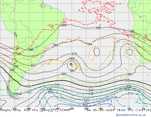 Z500/Rain (+SLP)/Z850 ECMWF We 05.06.2024 18 UTC