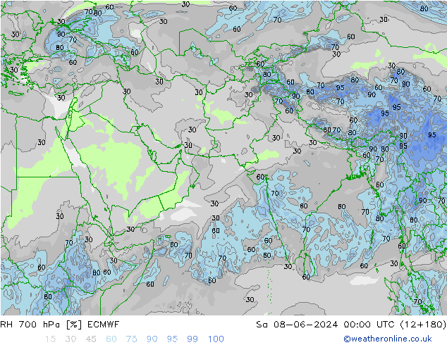 RH 700 hPa ECMWF Sa 08.06.2024 00 UTC