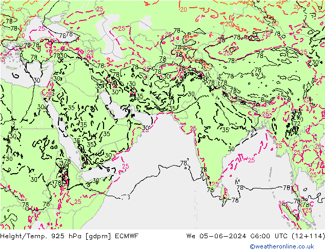 Height/Temp. 925 hPa ECMWF mer 05.06.2024 06 UTC