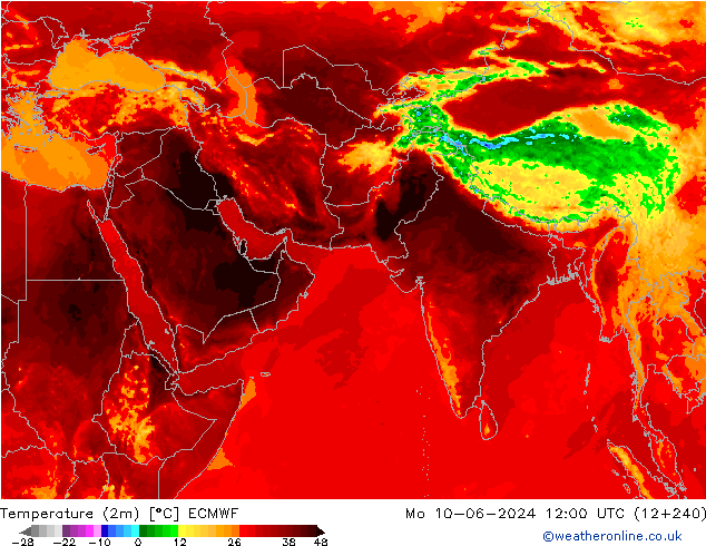 温度图 ECMWF 星期一 10.06.2024 12 UTC