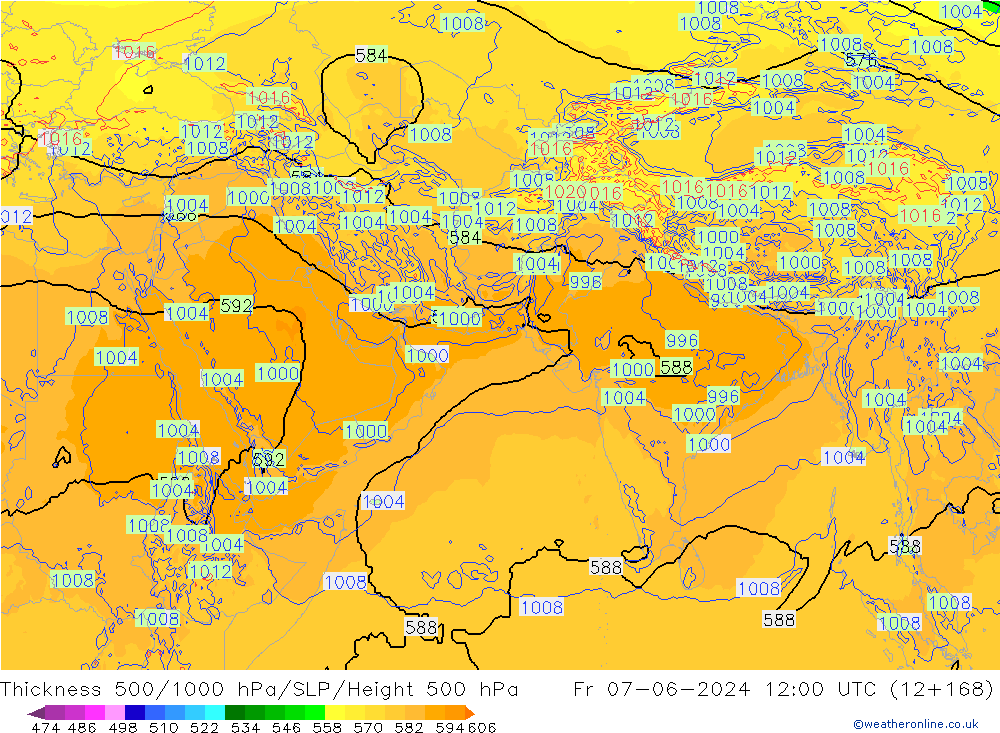 Dikte 500-1000hPa ECMWF vr 07.06.2024 12 UTC