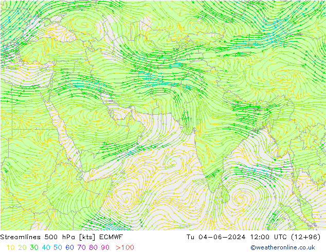 Stroomlijn 500 hPa ECMWF di 04.06.2024 12 UTC