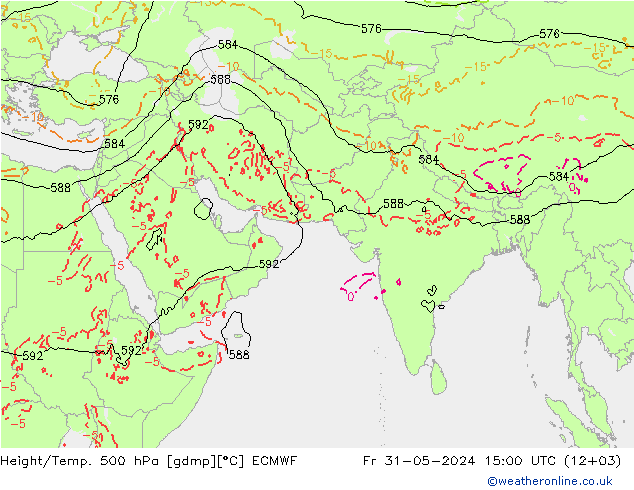 Height/Temp. 500 hPa ECMWF Sex 31.05.2024 15 UTC