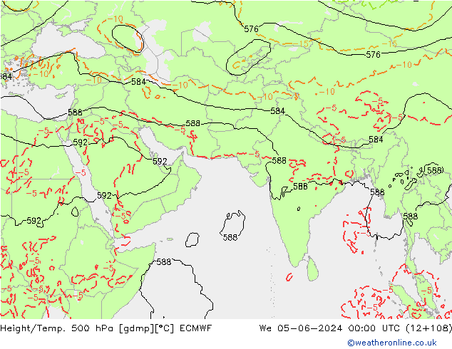 Z500/Rain (+SLP)/Z850 ECMWF  05.06.2024 00 UTC