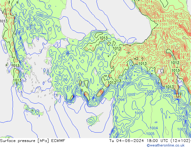 ciśnienie ECMWF wto. 04.06.2024 18 UTC