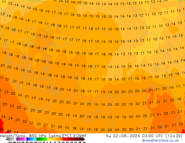 Height/Temp. 850 hPa ECMWF Su 02.06.2024 03 UTC