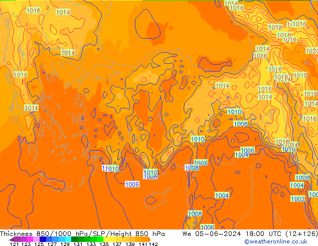 Thck 850-1000 hPa ECMWF We 05.06.2024 18 UTC