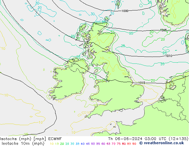 Isotachen (mph) ECMWF do 06.06.2024 03 UTC