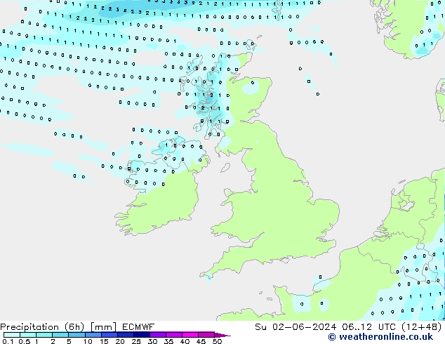 Z500/Rain (+SLP)/Z850 ECMWF dom 02.06.2024 12 UTC