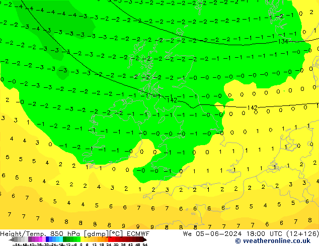 Height/Temp. 850 hPa ECMWF We 05.06.2024 18 UTC