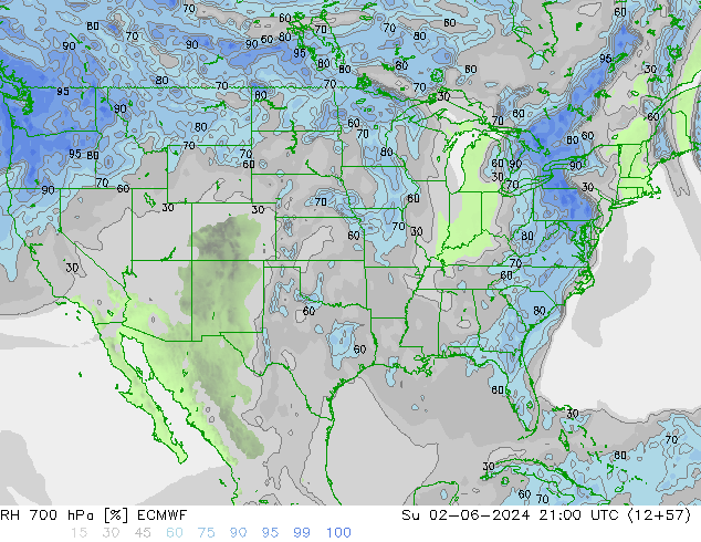 RH 700 hPa ECMWF Su 02.06.2024 21 UTC