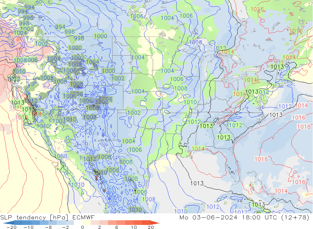 Tendencia de presión ECMWF lun 03.06.2024 18 UTC