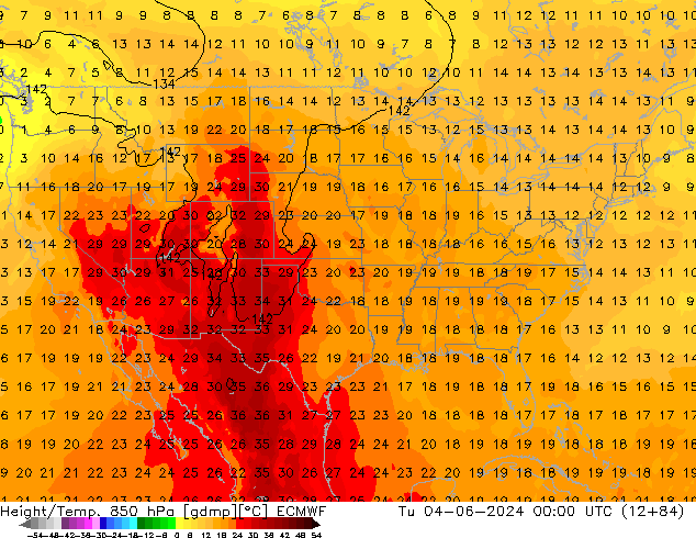 Z500/Yağmur (+YB)/Z850 ECMWF Sa 04.06.2024 00 UTC