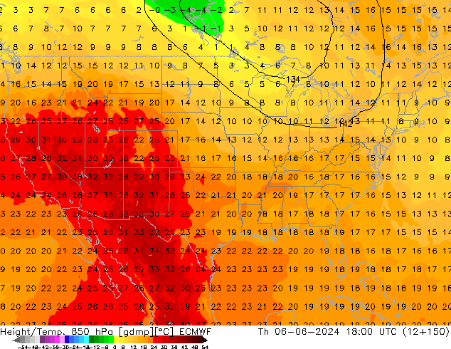 Z500/Yağmur (+YB)/Z850 ECMWF Per 06.06.2024 18 UTC