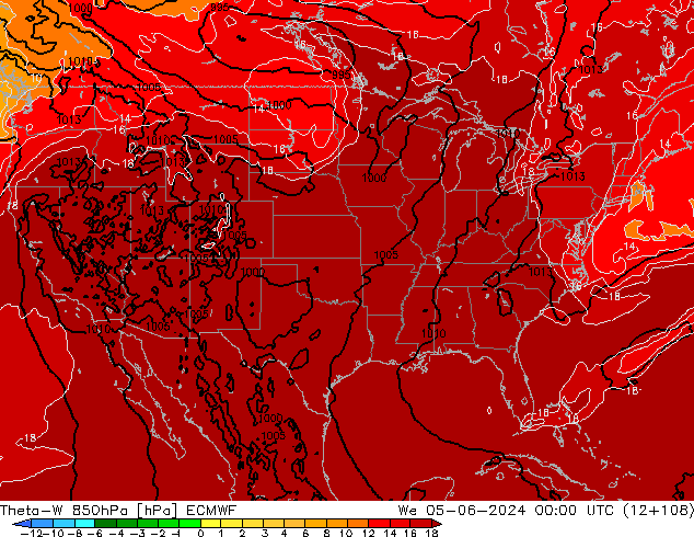 Theta-W 850hPa ECMWF  05.06.2024 00 UTC