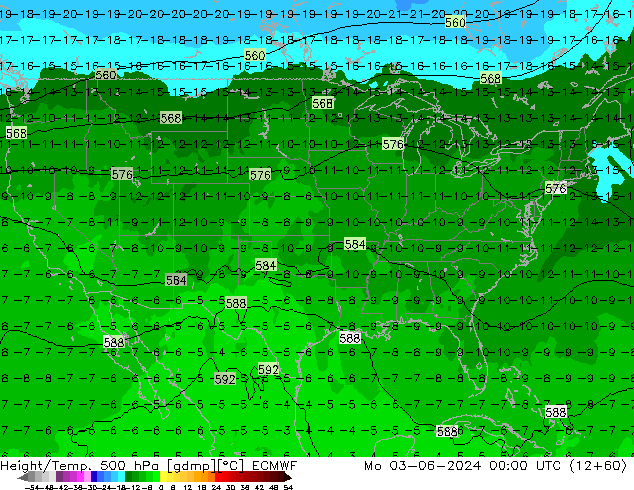 Height/Temp. 500 гПа ECMWF пн 03.06.2024 00 UTC